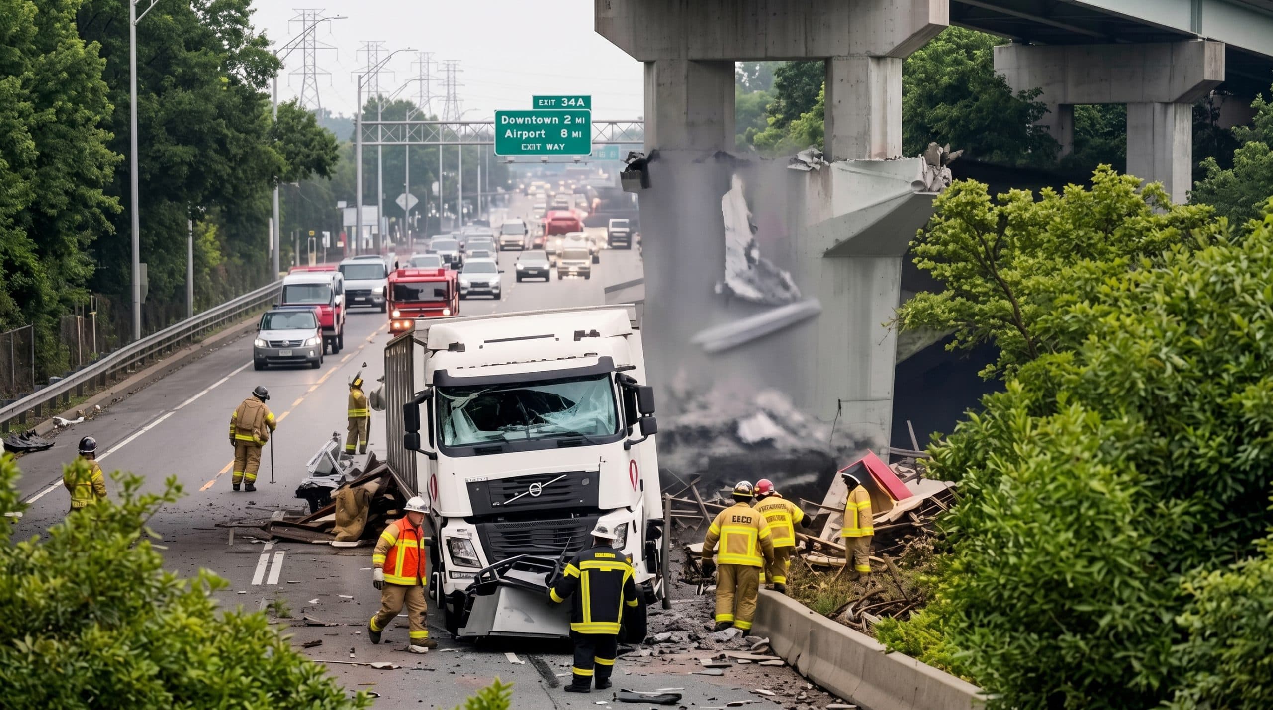 Knight Street Bridge Collision: Truck Hits Overpass
